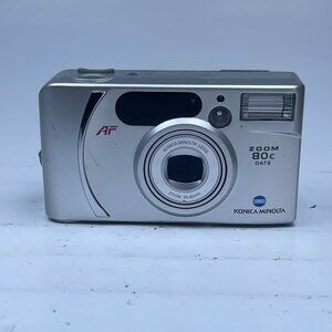 Konica Minolta Zoom 80C Date Silver Point  Shoot 35mm Film Camera Untested as-is